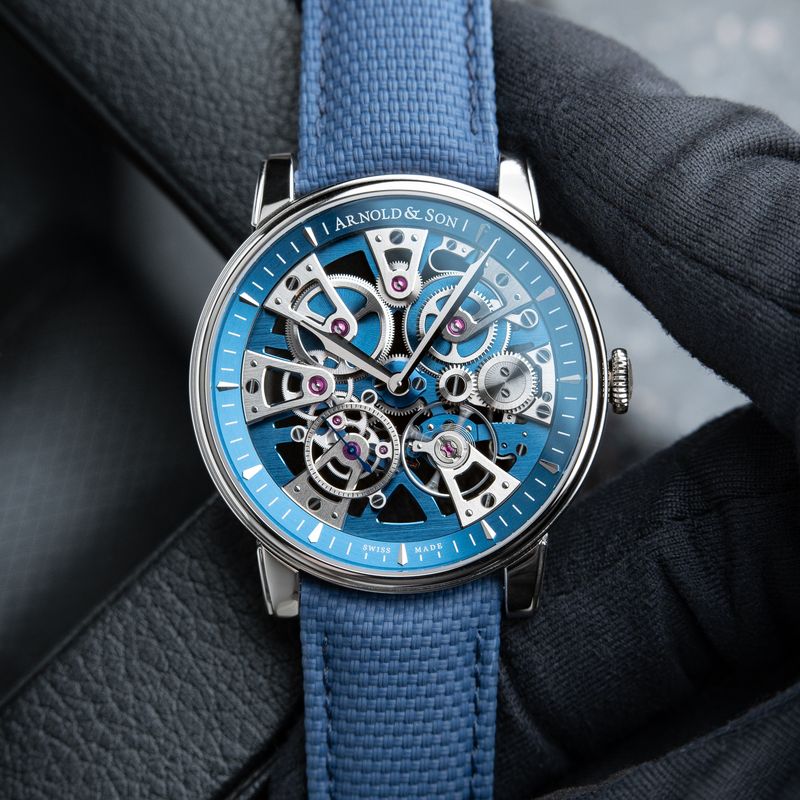 Arnold & Son Nebula UNWORN 10/2024 Blue Skeleton Openworked Strap Steel