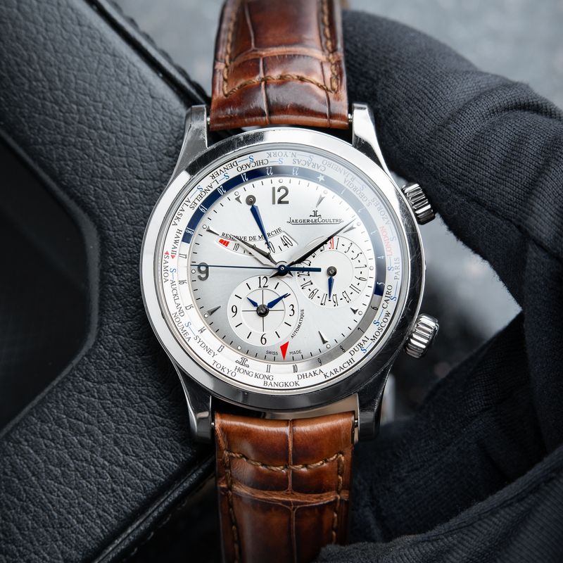 Jaeger-LeCoultre Master Control Geographic World Time Steel Silver 41.5