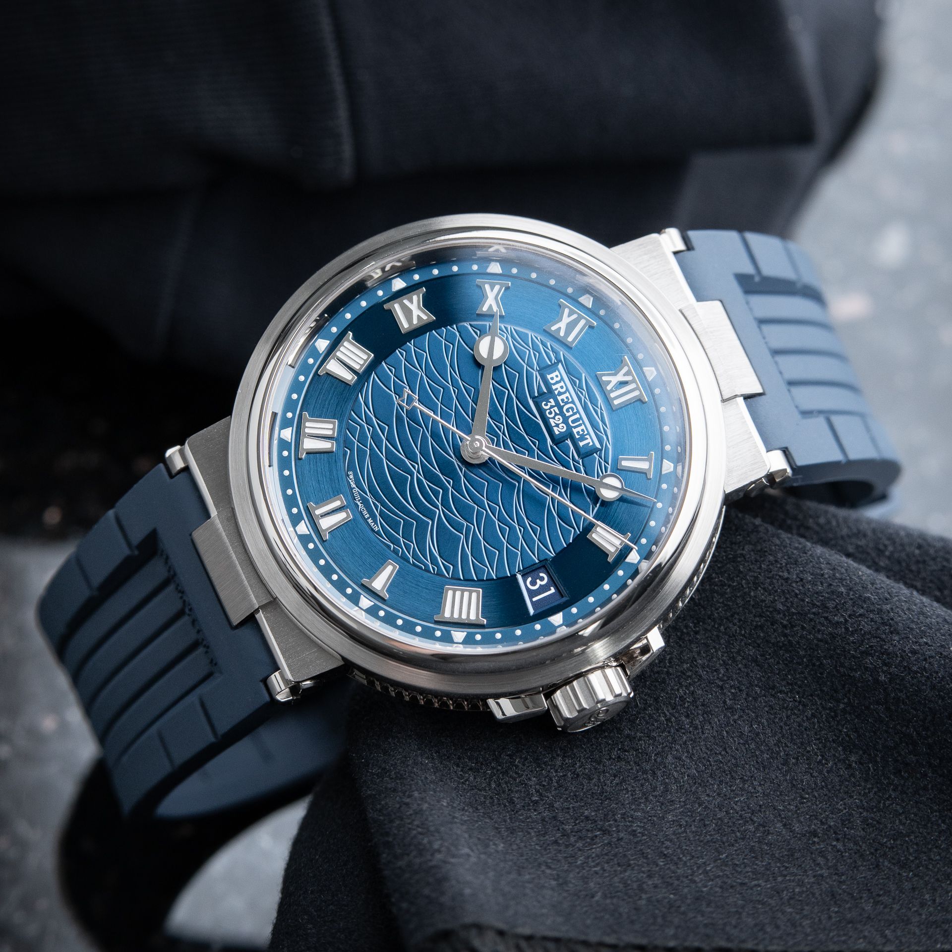 Breguet Marine Certified 5517 BB White Gold Blue Dial Date Rubber Automatic 40mm Set