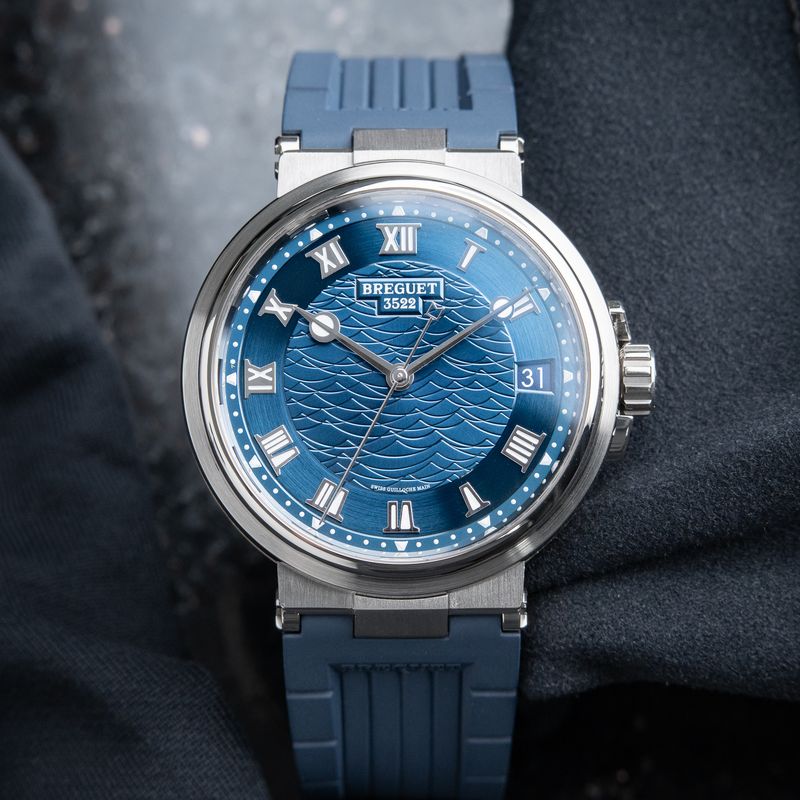 Breguet Marine Certified 5517 BB White Gold Blue Dial Date Rubber Automatic 40mm Set