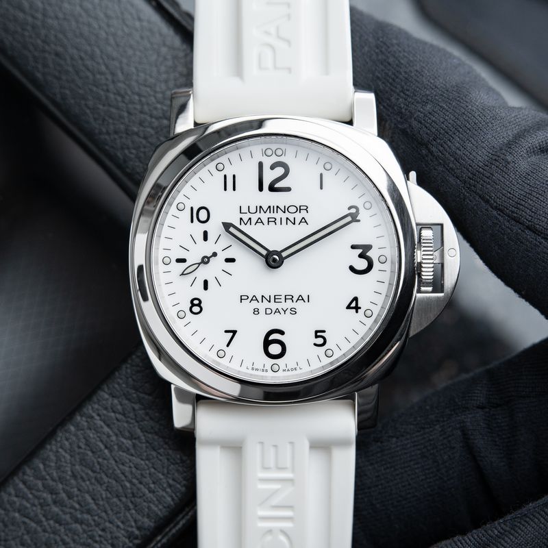 Panerai Luminor Marina 8 Days White Dial Steel Rubber Manual Pam563 44mm