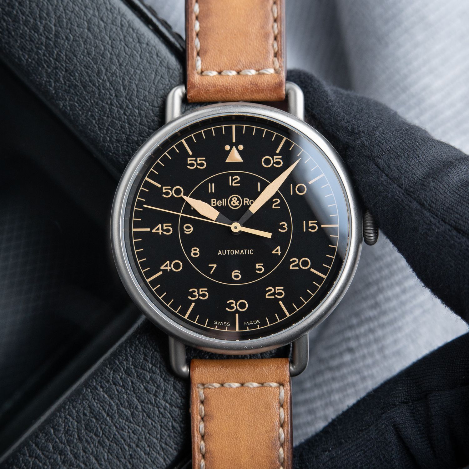 Bell & Ross WW1-92 Heritage Black Dial Steel Leather Automatic 45mm