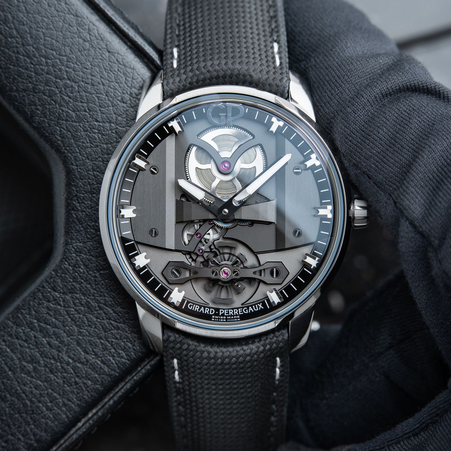 Girard Perregaux Free Bridge UNWORN NOS Openworked Grey Steel 82000 44mm