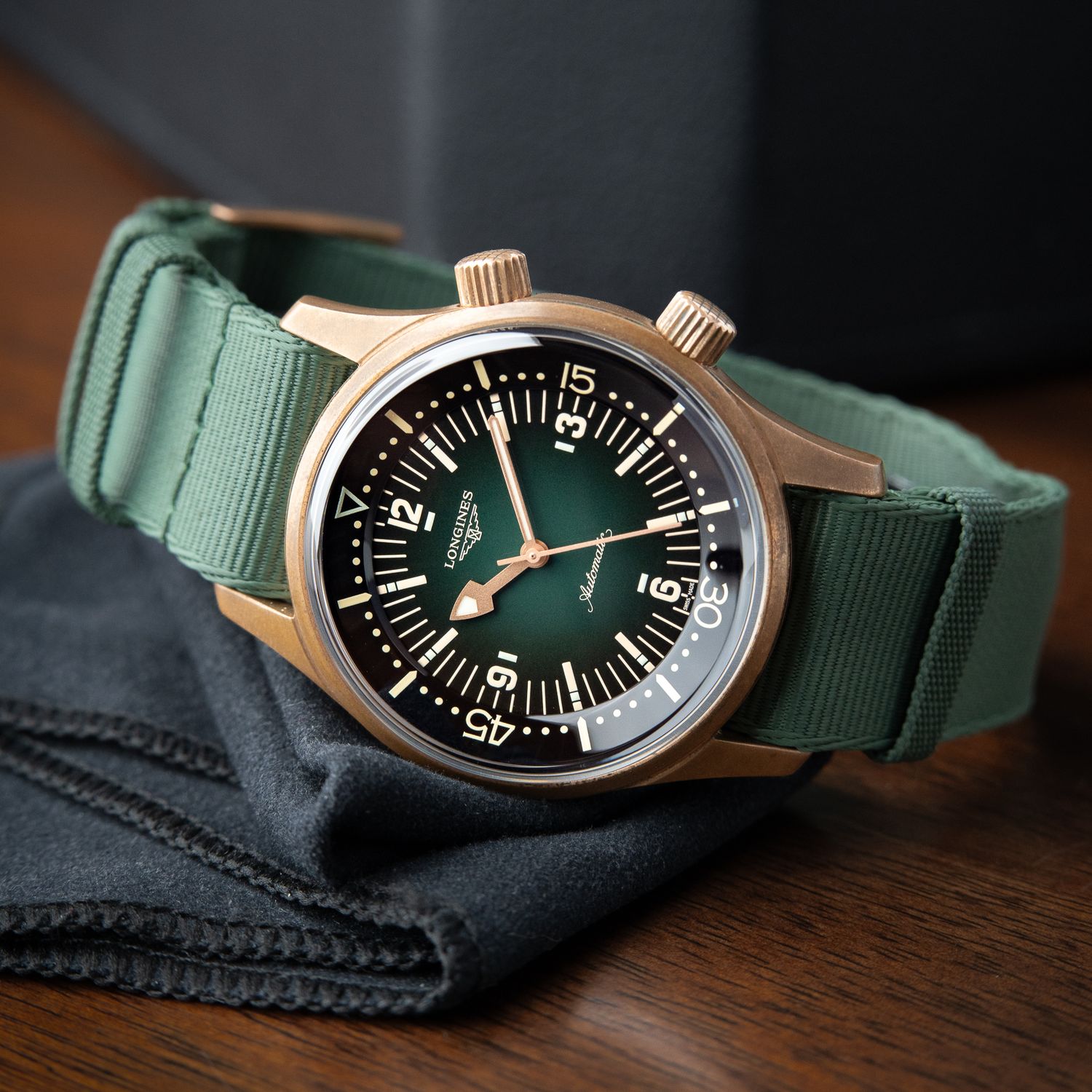 Longines Legend Diver 300M Bronze Green Dial NATO Strap 3 Day Longines Legend Diver 300M Bronze Green Dial NATO Strap 3 Day
