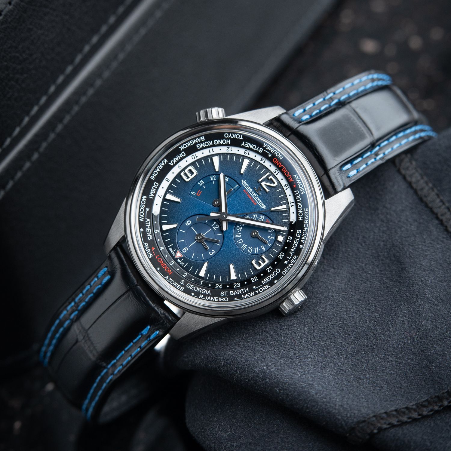 Jaeger-LeCoultre ネイビー アリゲーターストラップ ストラップ/ブレスレット アリゲーターレザー バーミリオン