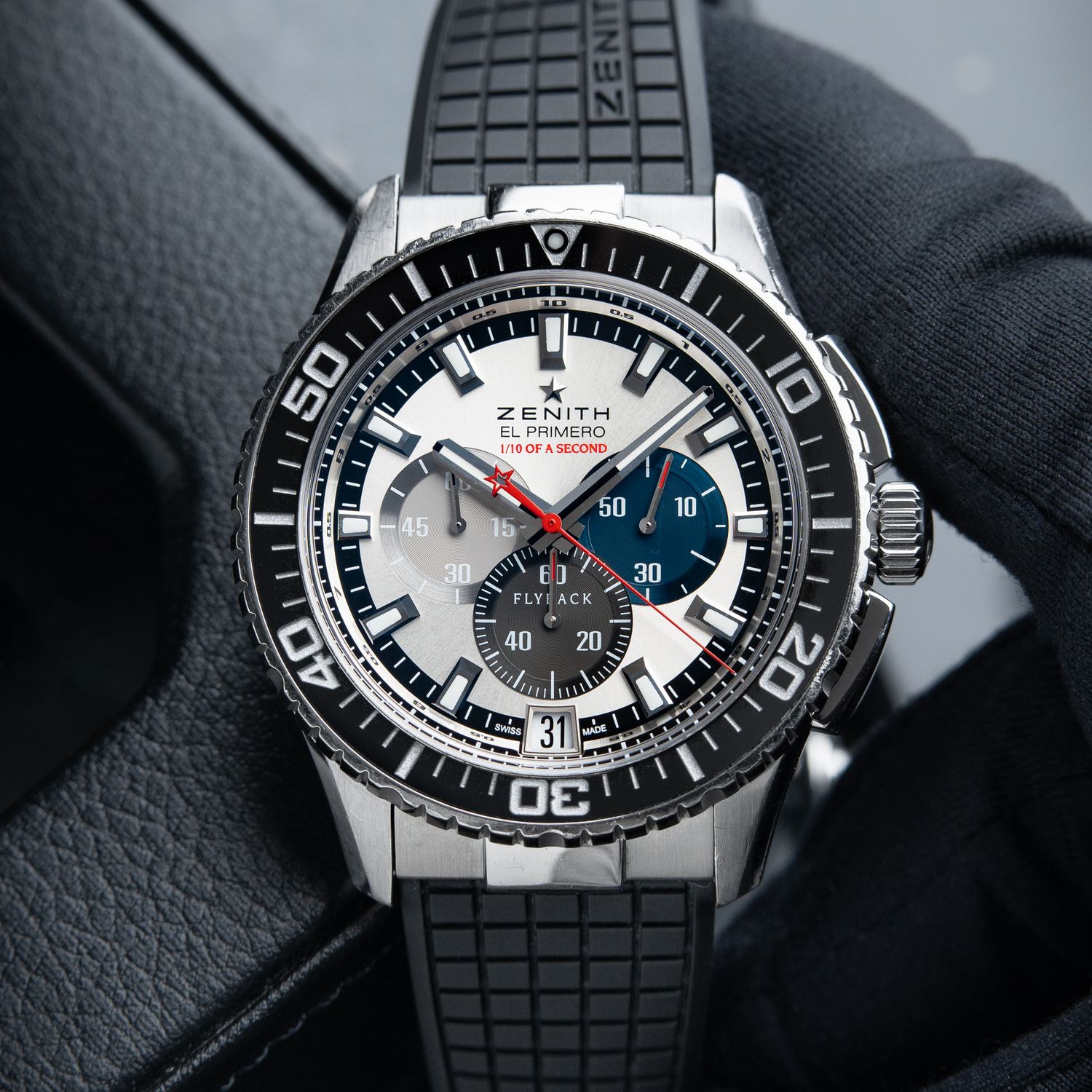 Zenith El Primero Stratos 1/10th Flyback Chronograph Steel Silver 45.5mm