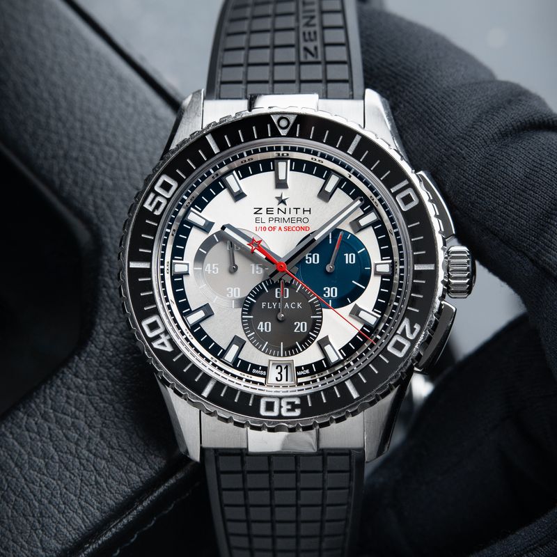 Zenith El Primero Stratos 1/10th Flyback Chronograph Steel Silver 45.5mm