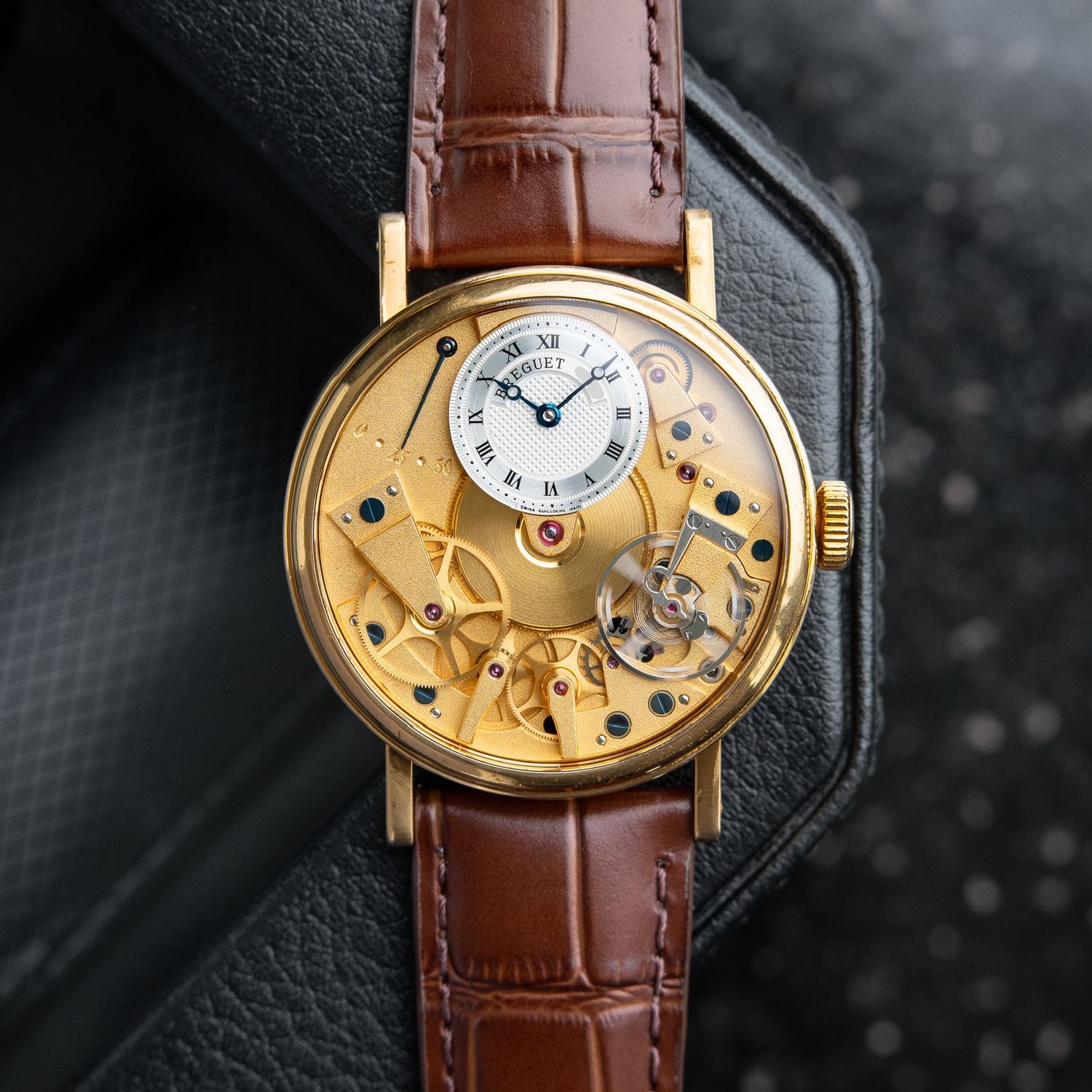 Breguet Tradition 7027BA Power Reserve Yellow Gold Silver Dial Leather
