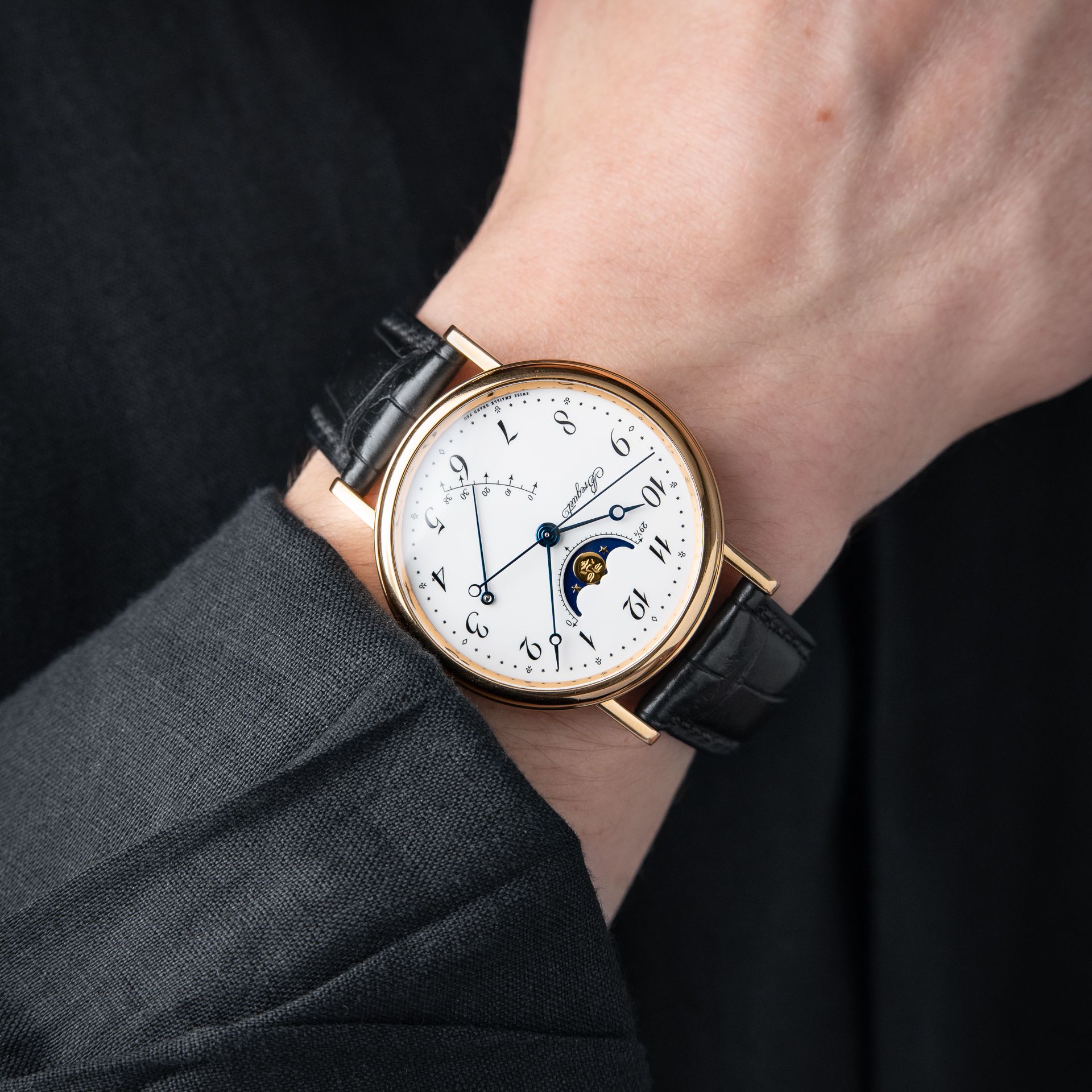 Breguet Classique 7787BR Rose Gold Moonphase White Dial Leather Automatic