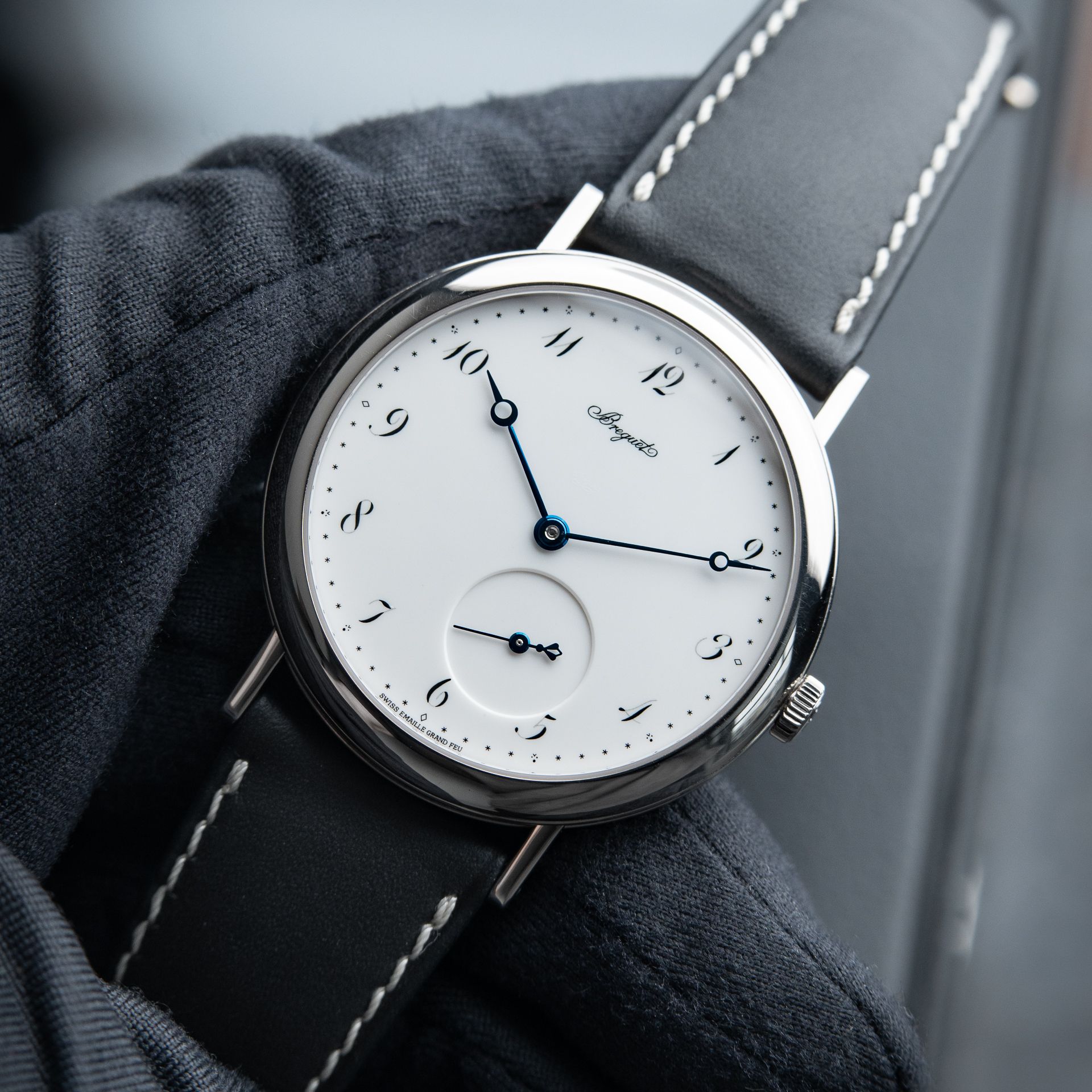 Breguet Classique 5140 White Gold Enamel White Dial Leather Set Automatic