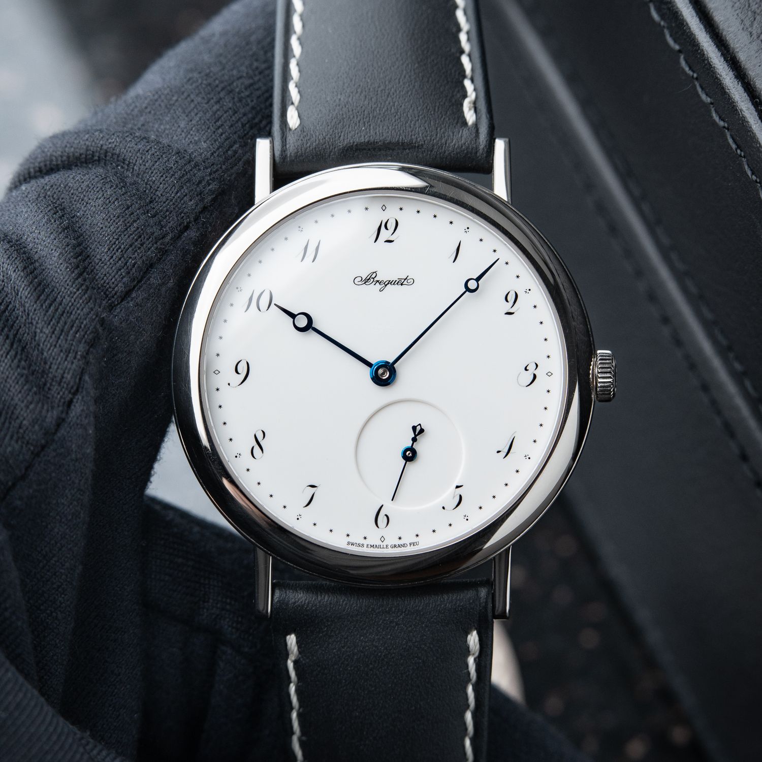 Breguet Classique 5140 White Gold Enamel White Dial Leather Set Automatic
