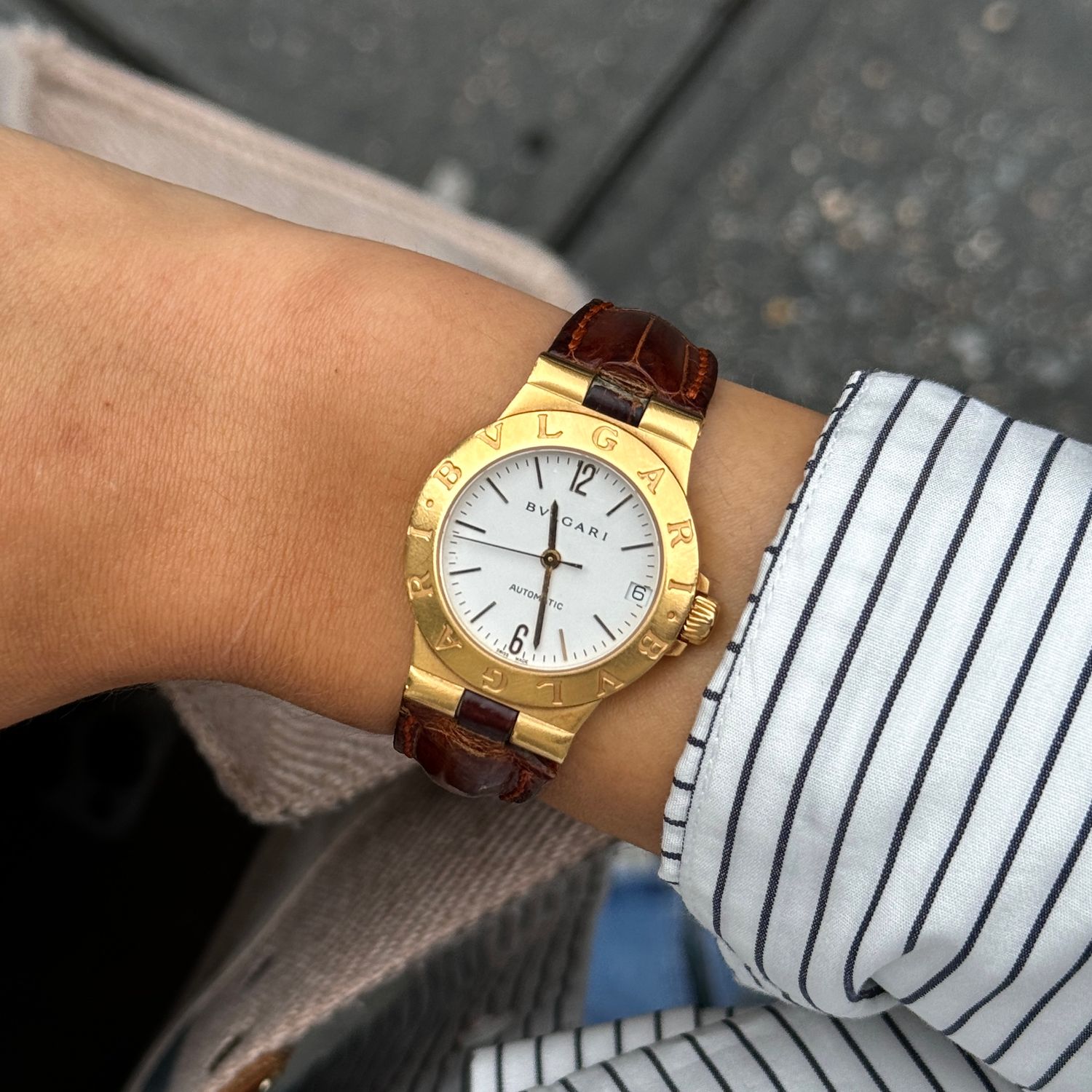 BVLGARI Bulgari Diagono LCV29G Yellow Gold White Dial Automatic