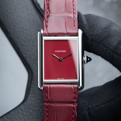 Cartier クォーツ時計 赤レザー 4689334143.jpg