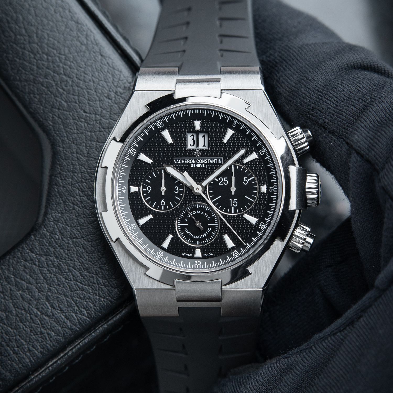 Vacheron Constantin Overseas 49150 Chronograph Black Dial Strap Automatic