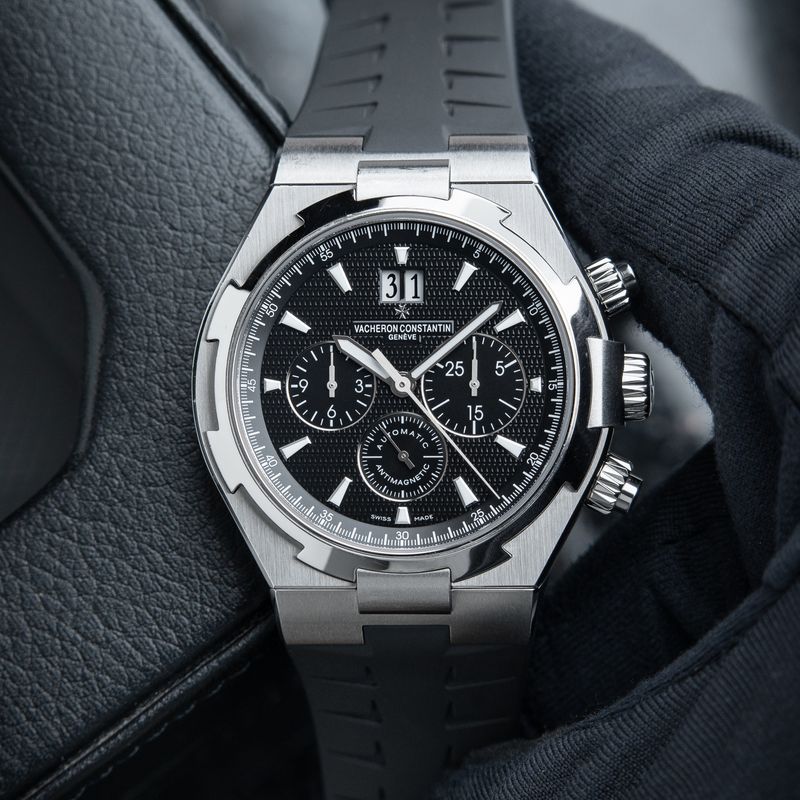 Vacheron Constantin Overseas 49150 Chronograph Black Dial Strap Automatic