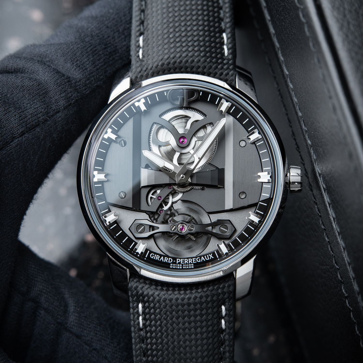 Girard Perregaux Free Bridge UNWORN NOS Openworked Grey Steel 82000 44mm