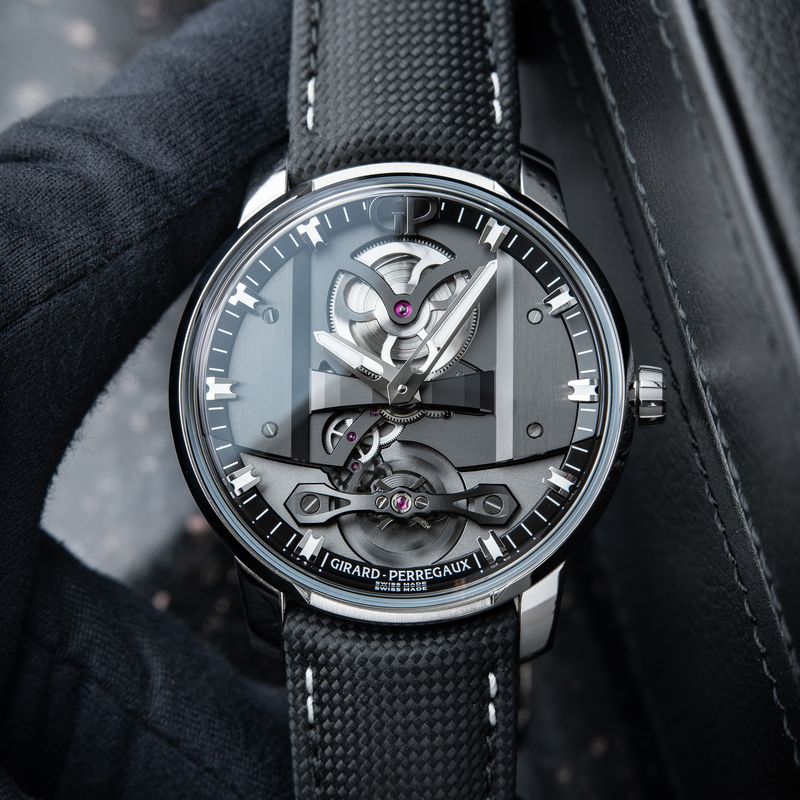 Girard Perregaux Free Bridge UNWORN NOS Openworked Grey Steel 82000 44mm