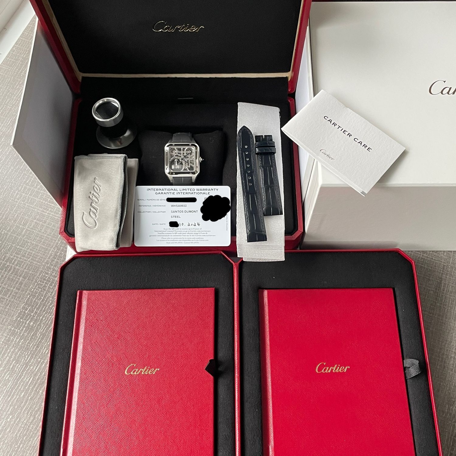 Cartier Santos カルティエ　サントス　時計　ボックス　空箱 Cartier Santos Dumont Skeleton UNWORN 10/24 Automatic Steel Leather