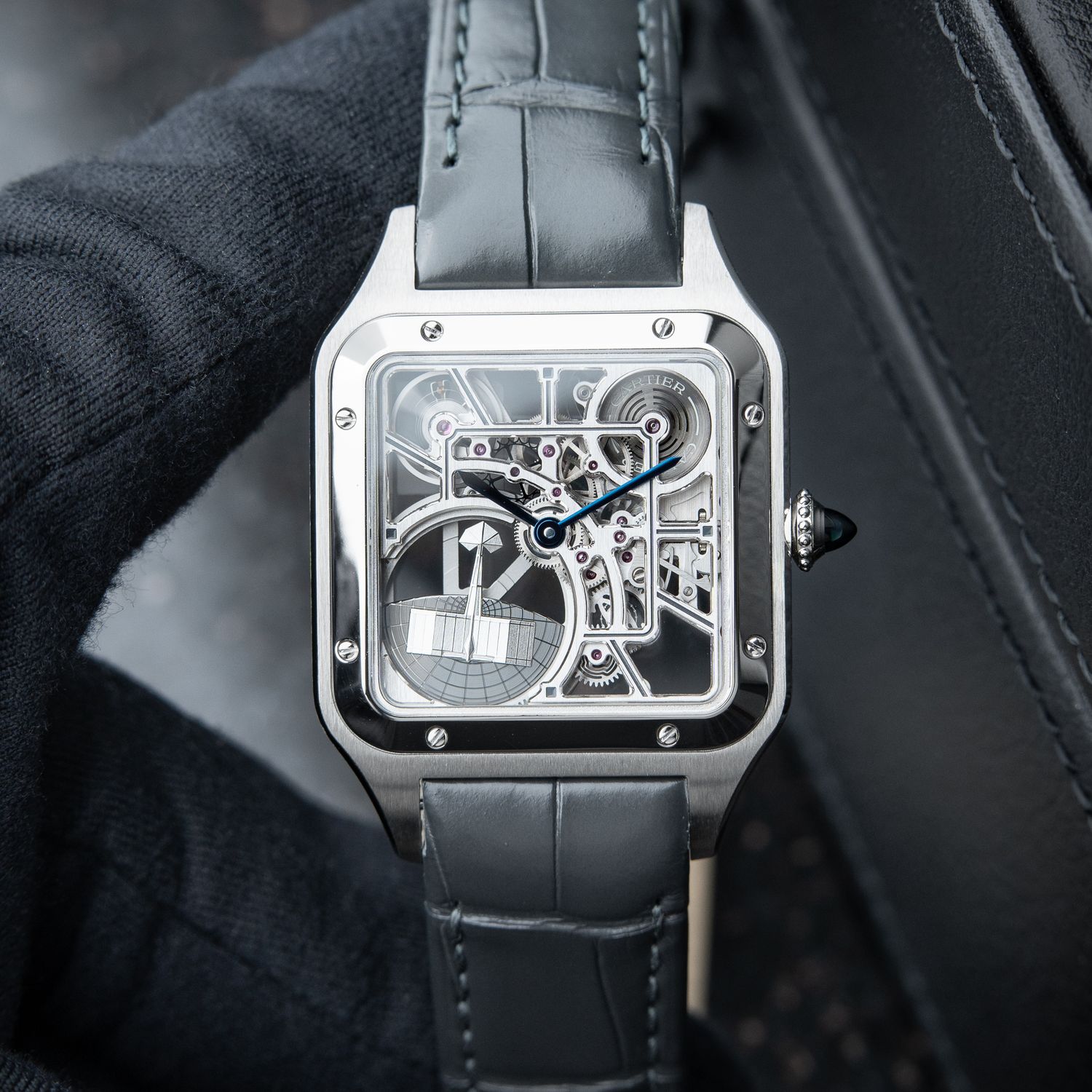 Cartier Santos Dumont Skeleton UNWORN 10/24 Automatic Steel Leather