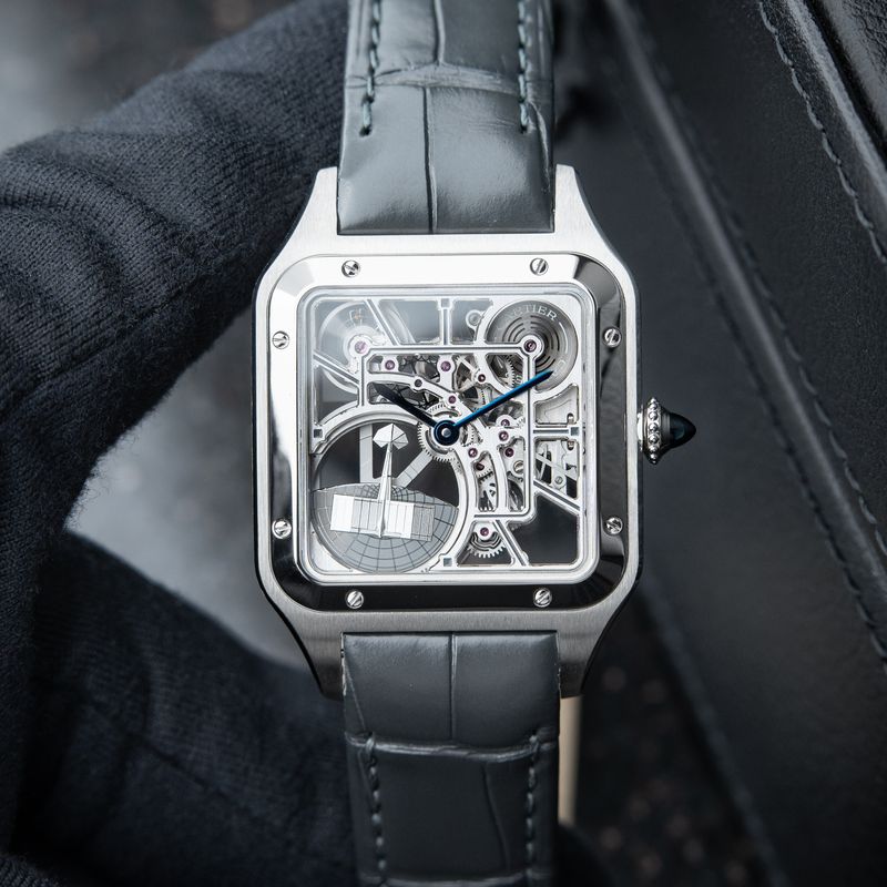 Cartier Santos Dumont Skeleton UNWORN 10/24 Automatic Steel Leather