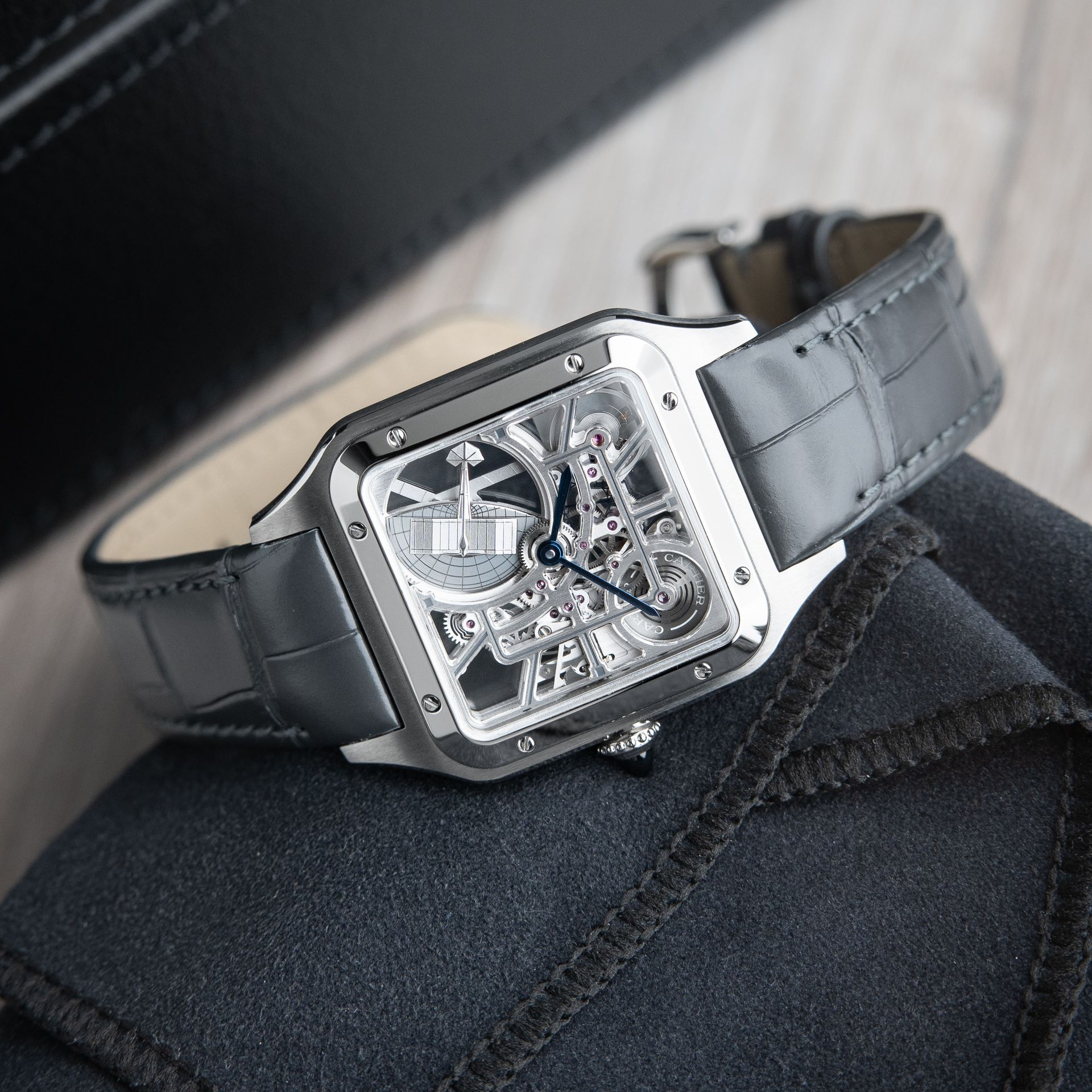 Cartier Santos Dumont Skeleton UNWORN 10/24 Automatic Steel Leather