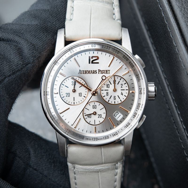 Audemars Piguet Code 11.59 SERVICED Chronograph White Rose Gold Silver 41
