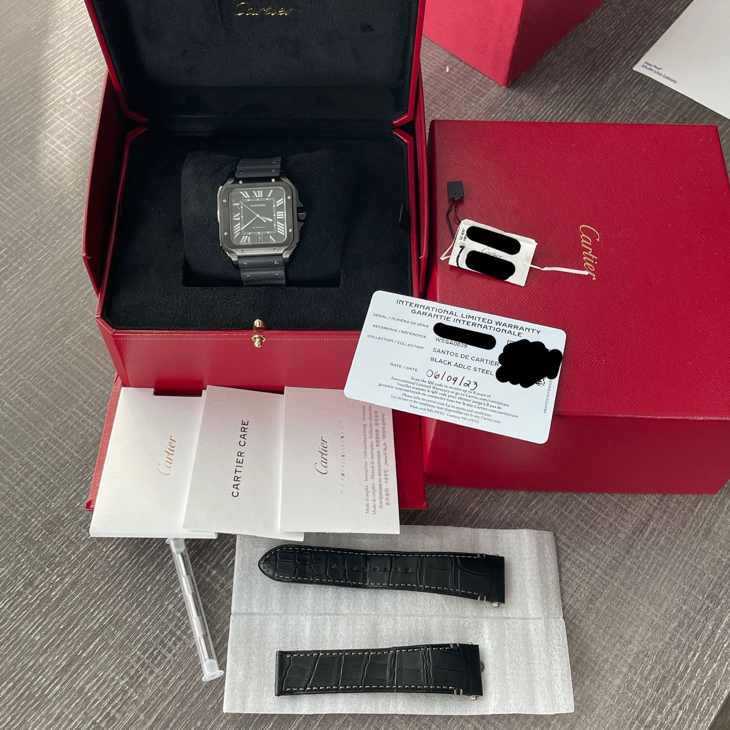 Cartier Santos De Cartier Large Model ADLC Steel Black Dial