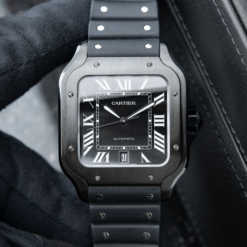 Cartier Santos De Cartier Large Model ADLC Steel Black Dial Automatic 39.8