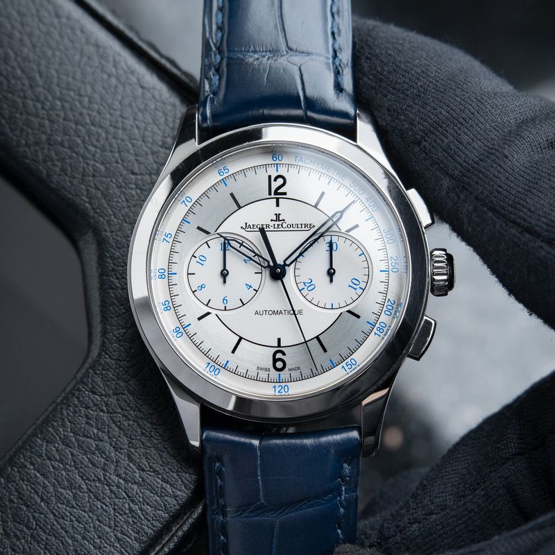 Jaeger-LeCoultre Master Control Chronograph Silver Sector Dial Steel Blue