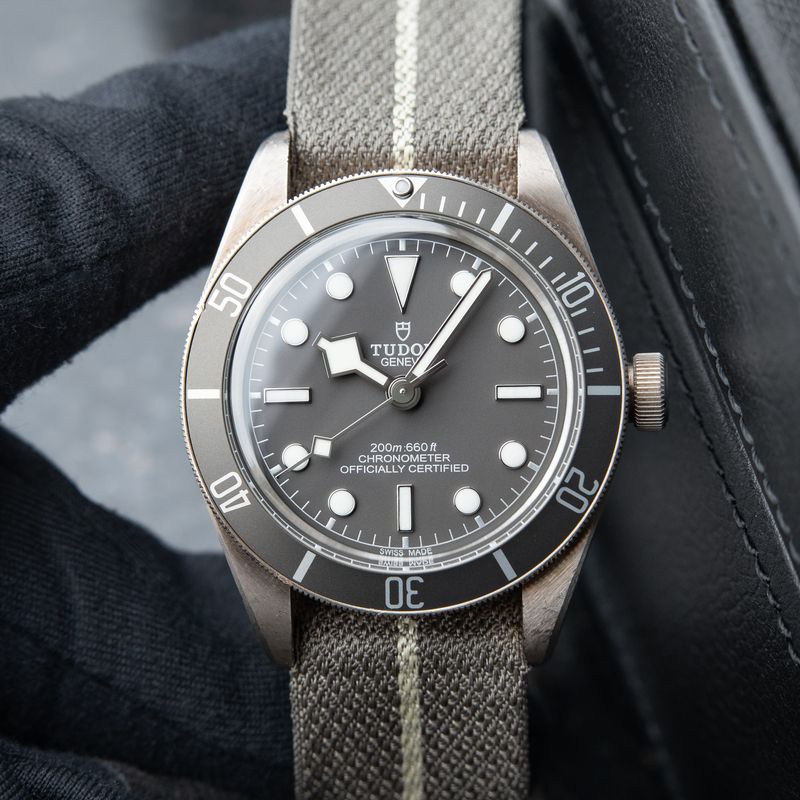 Tudor Black Bay 58 925 Silver Case 200M Leather NATO Automatic Grey Brown
