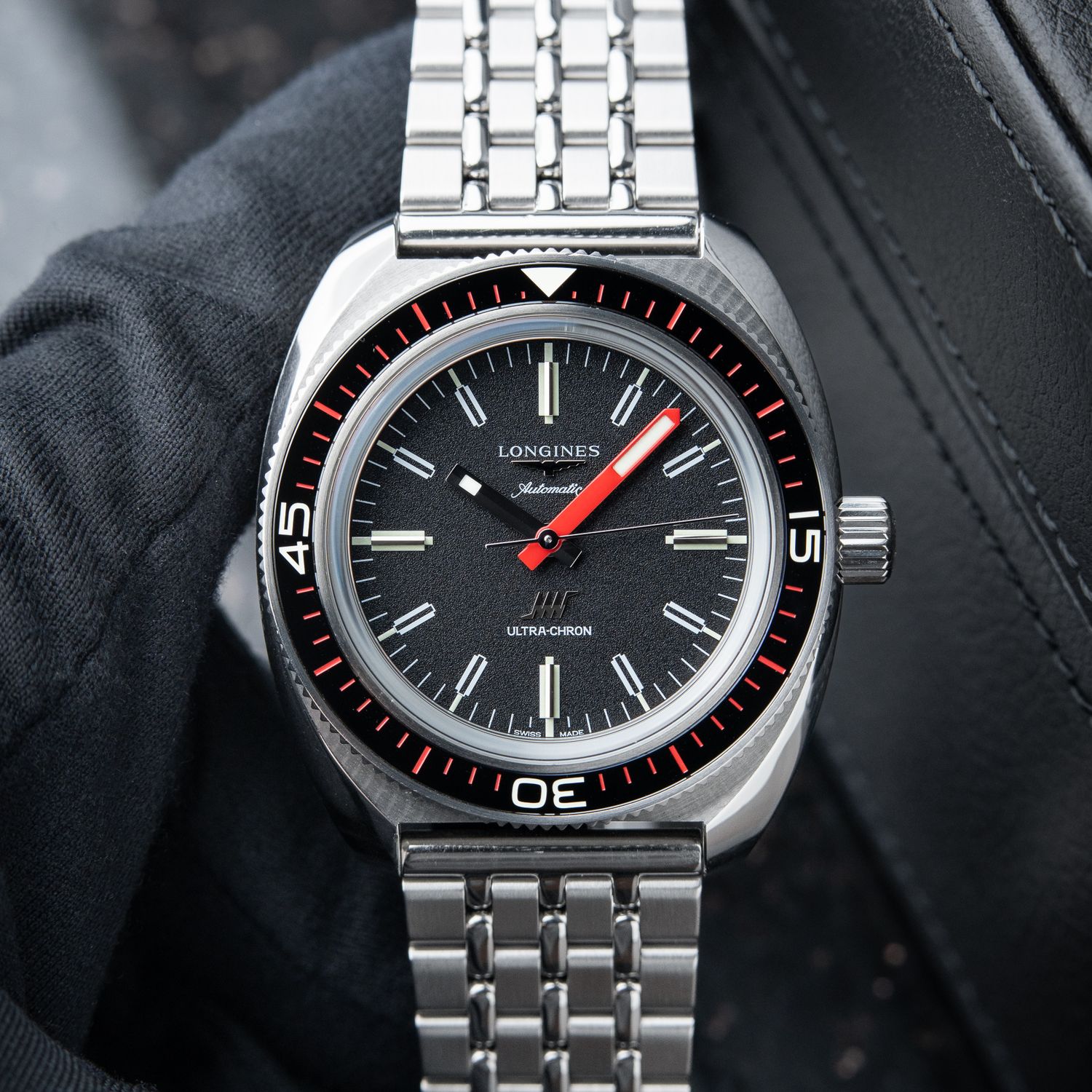 Longines Ultra-Chron CLEAN Diver 300M High-Frequency Steel Bracelet Black