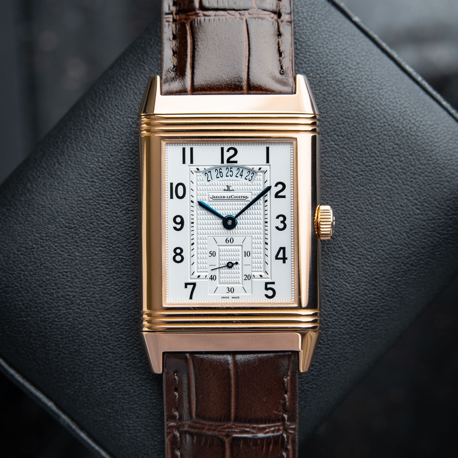 Jaeger-LeCoultre Grande Reverso Duoface Rose Gold Silver Black Date