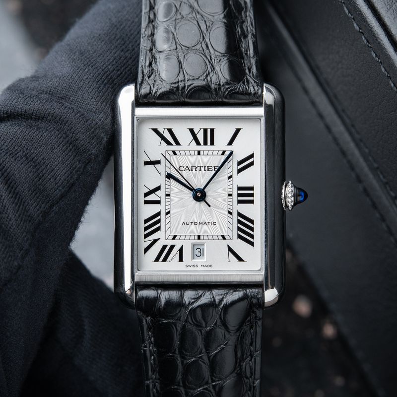 Cartier Tank Must Extra Large Model Silver Dial Steel Leather Automatic