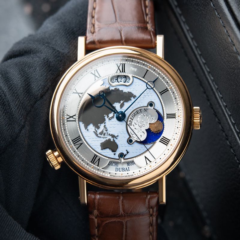 Breguet Classique Hora Mundi 5717BR World Time Rose Gold Leather Blue Dial