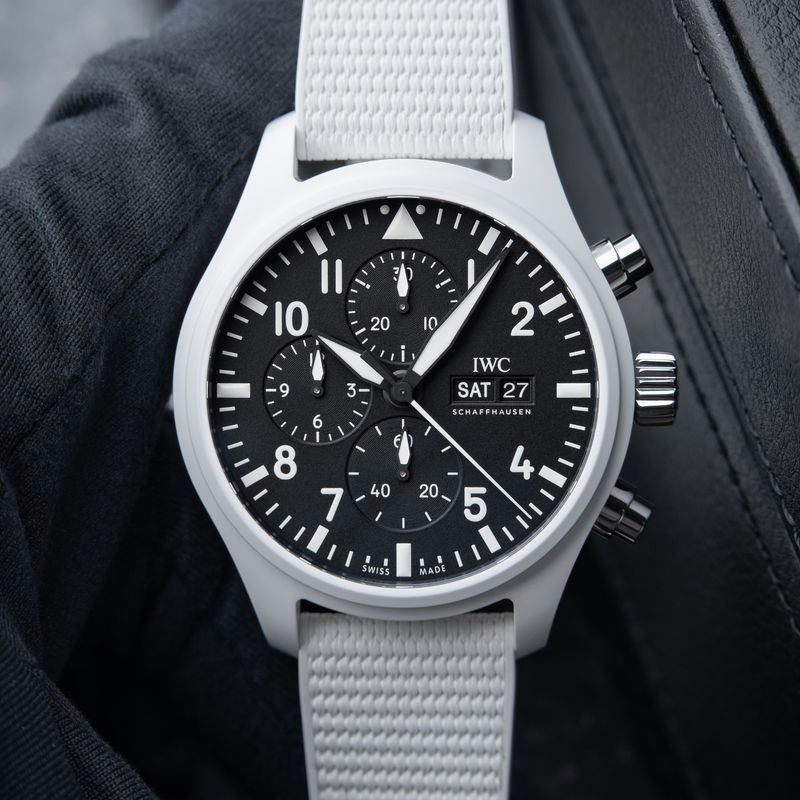 IWC Pilot's Watch Top Gun "Lake Tahoe" Chronograph White Ceramic Black Automatic