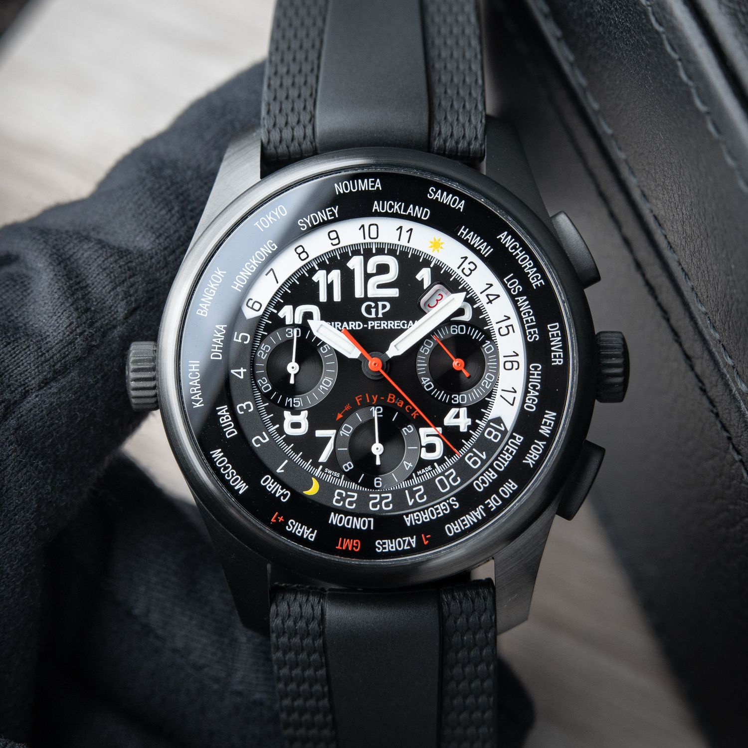 Girard Perregaux WW.TC Shadow Worldtimer Flyback Chrono Titanium Ceramic 49820