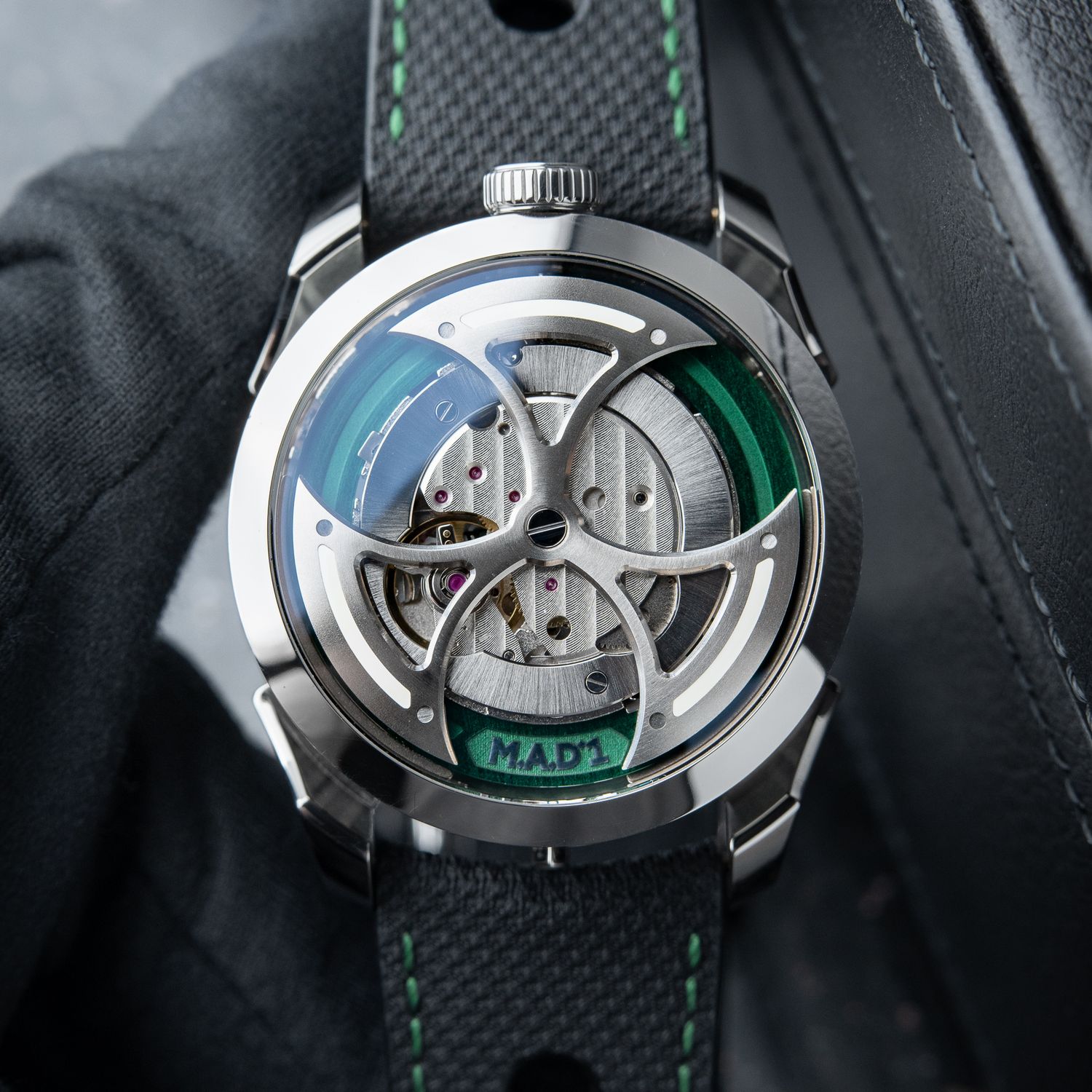 MB&F M.A.D.1 MAD 1 Limited Green Lucky Clover Automatic Black Strap Set
