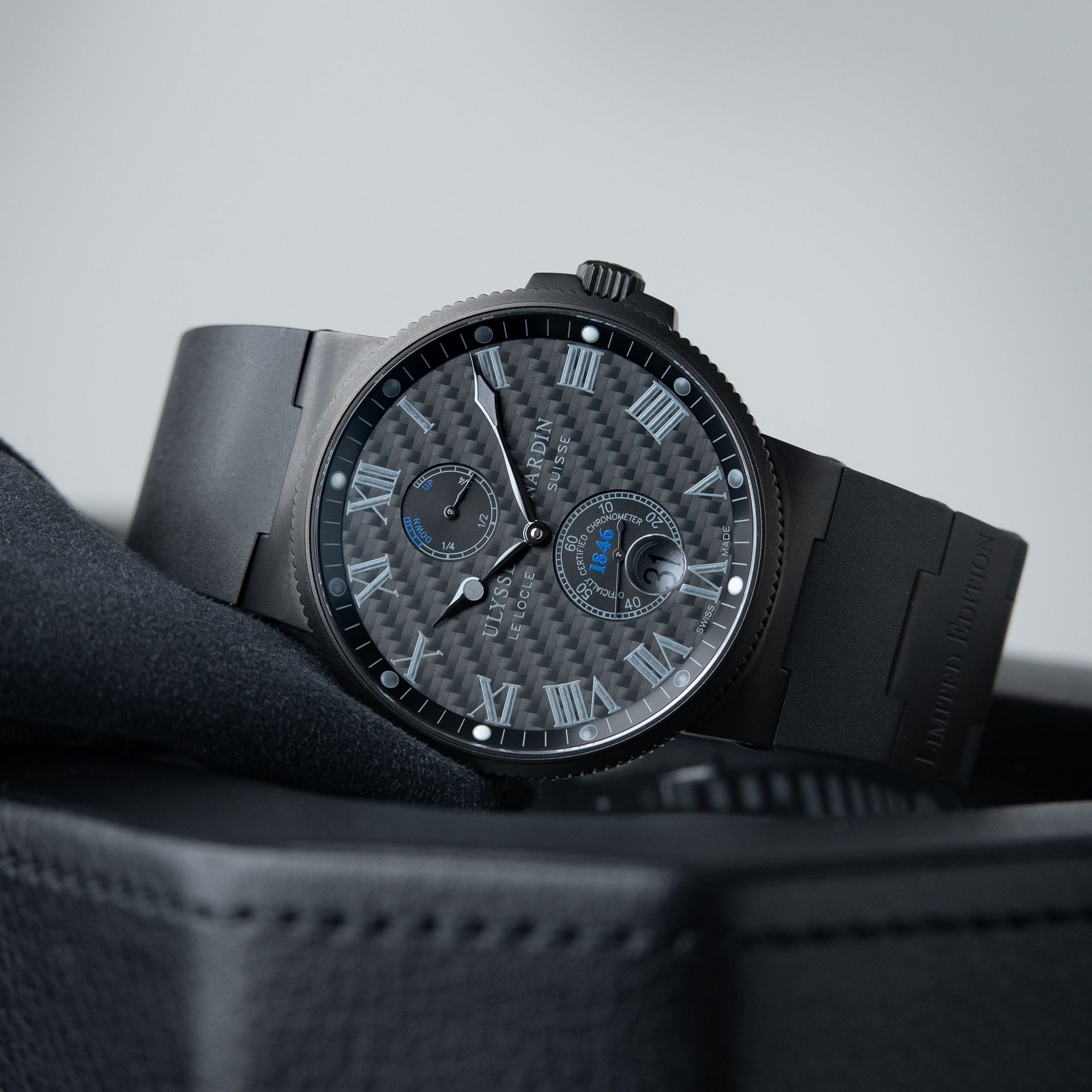 Ulysse Nardin Marine Chronometer RARE Limited Edition Carbon Black DLC 41