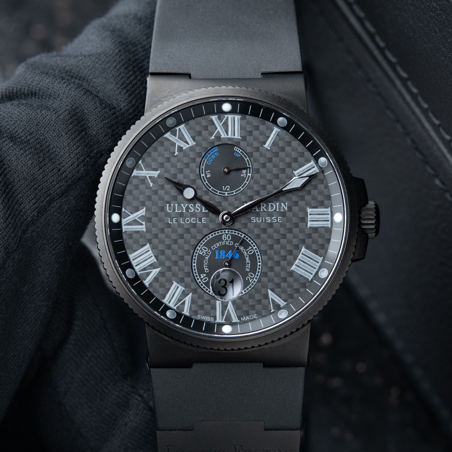 Ulysse Nardin Marine Chronometer RARE Limited Edition Carbon Black DLC 41