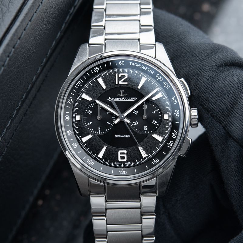Jaeger-LeCoultre Polaris Chronograph Black Dial Steel Bracelet Set