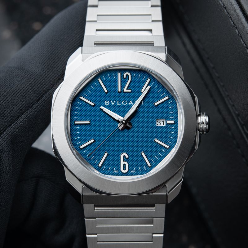 BVLGARI Octo Roma Blue Dial Bracelet STRAP Automatic Bulgari Set 41