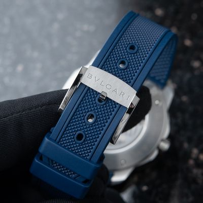 BVLGARI Octo Roma Blue Dial Bracelet STRAP Automatic Bulgari Set 41
