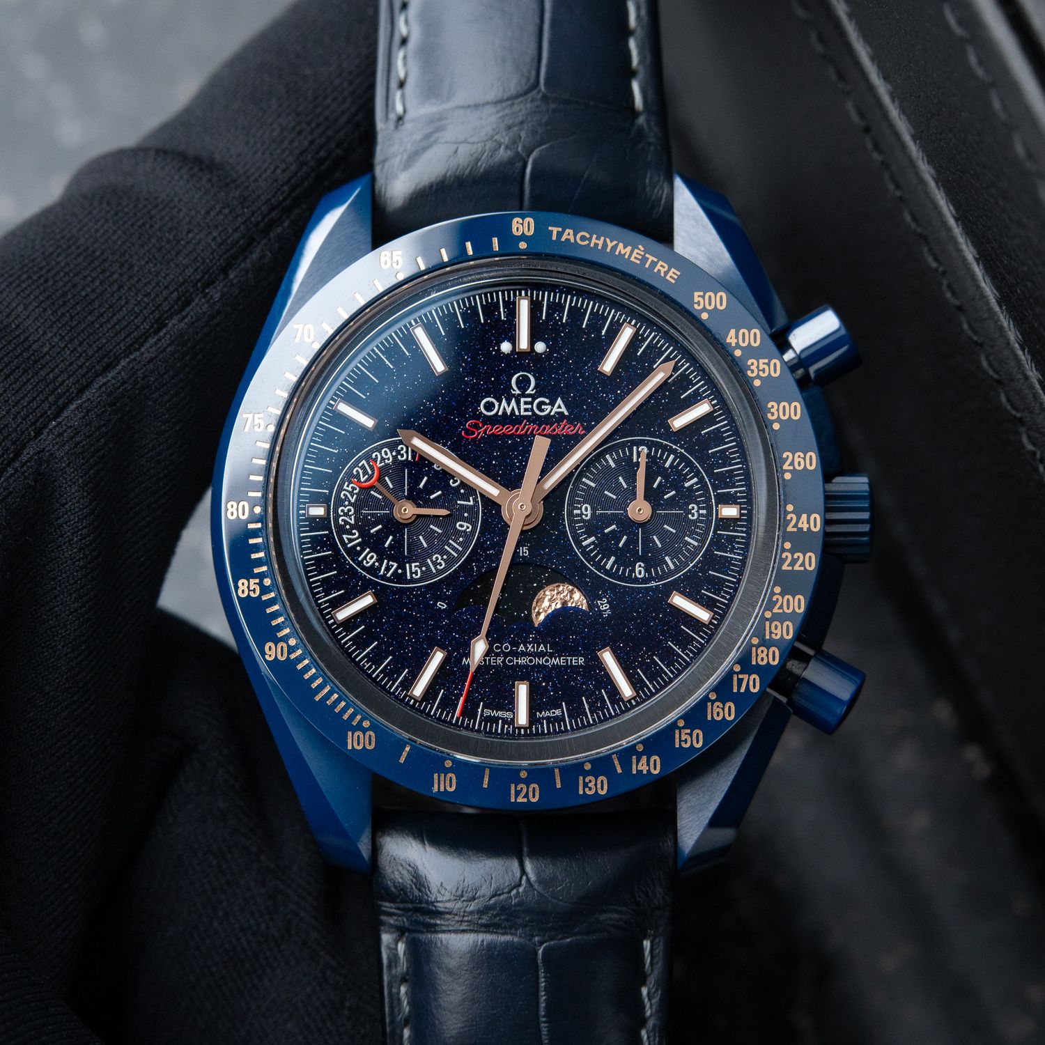 Omega Speedmaster Blue Side Of The Moon Aventurine Chronograph Ceramic Set