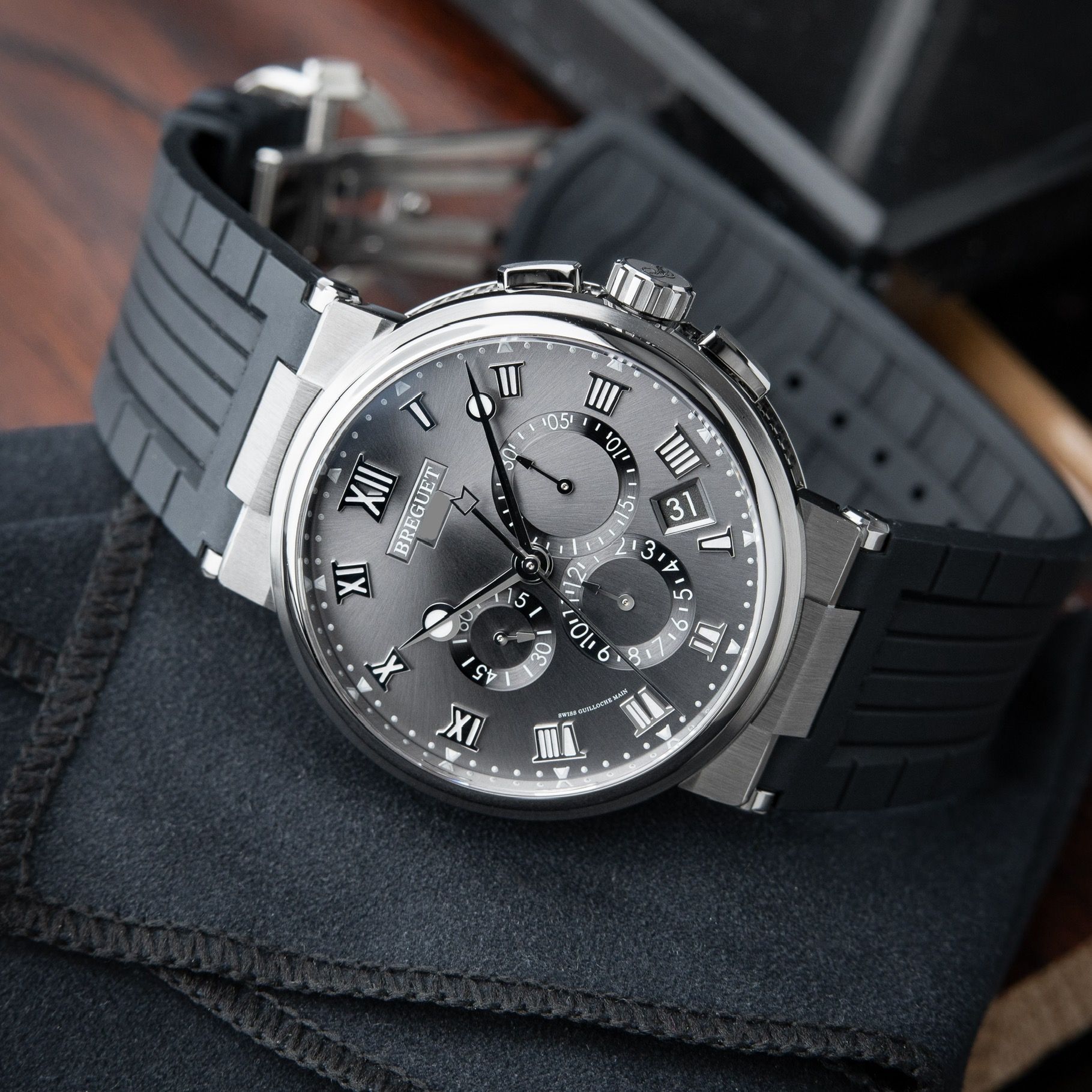 Breguet Marine 5527TI Chronograph Titanium Grey Dial Rubber Automatic 42.3