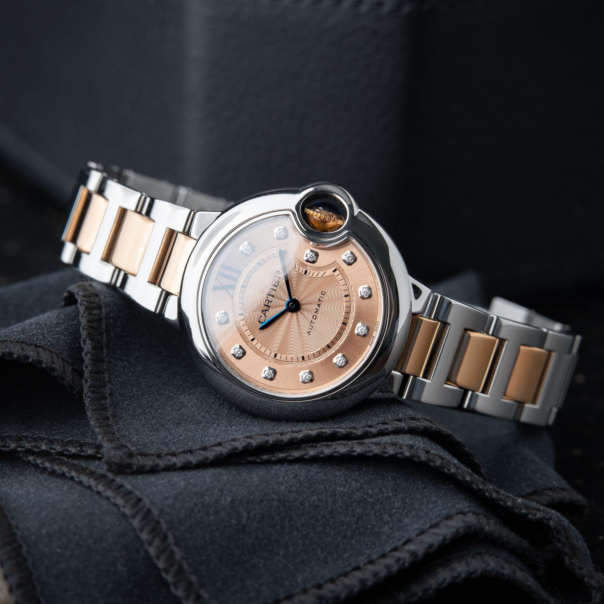 Cartier Ballon Bleu De Cartier Ladies Two Tone Rose Gold Bracelet Diamonds