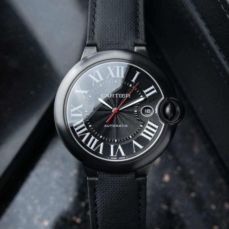 Cartier Ballon Bleu De Cartier ADLC Steel Black Dial Strap Automatic Set