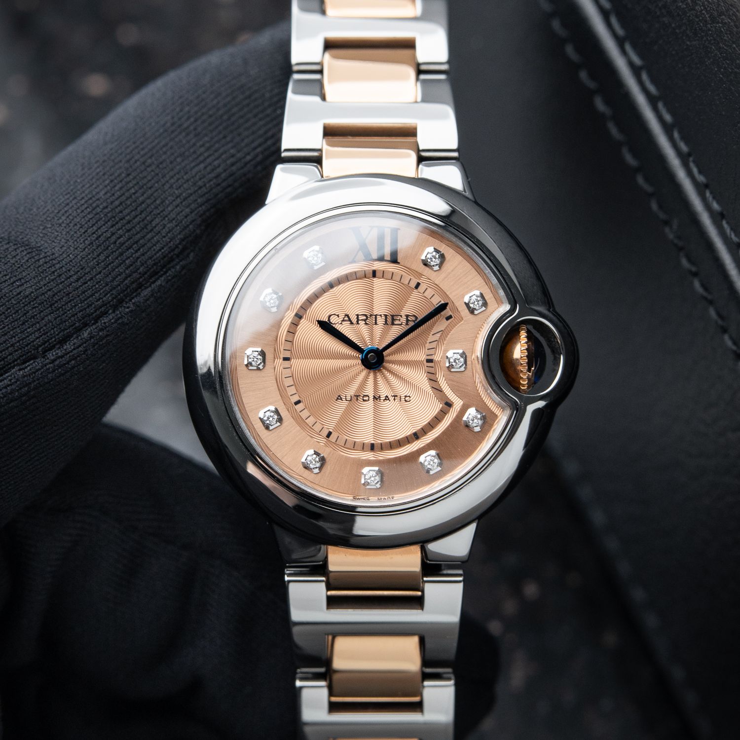 Cartier Ballon Bleu De Cartier Ladies Two Tone Rose Gold Bracelet Diamonds
