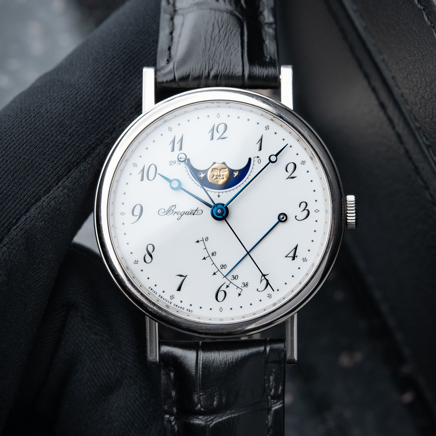 Breguet Classique 7787BB White Gold Moonphase White Dial Leather Automatic