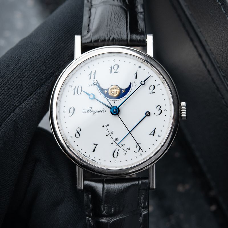 Breguet Classique 7787BB White Gold Moonphase White Dial Leather Automatic