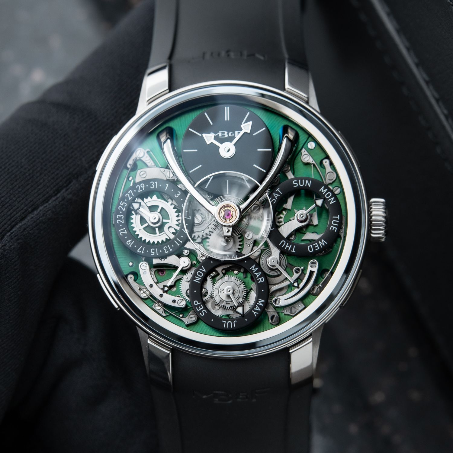 MB&F Legacy Machine Perpetual Calendar EVO Green 2024 CLEAN Titanium Set